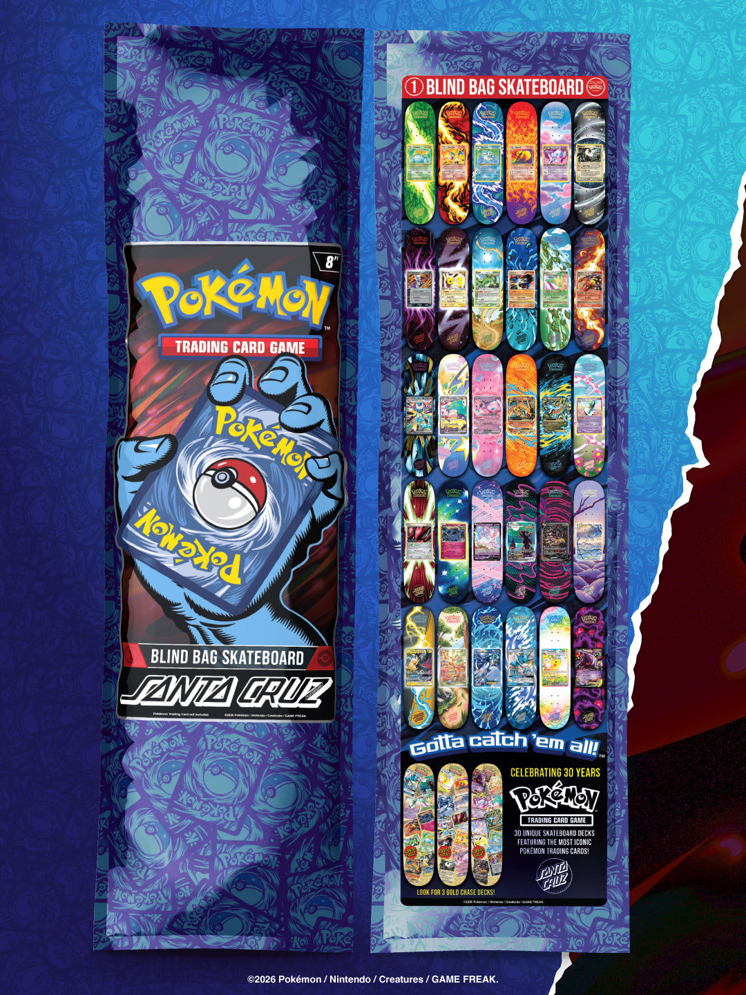 Tablas Pokémon TCG Blind Bag 8.0in x 31.6in Santa Cruz Decks