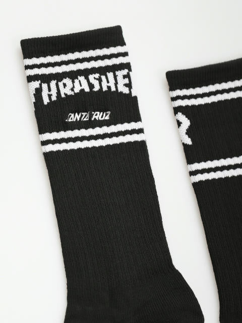 CALCETAS "THRASHER SC STRIP CREW SOCKS BLACK 9-11 PAIR MENS SANTA CRUZ"