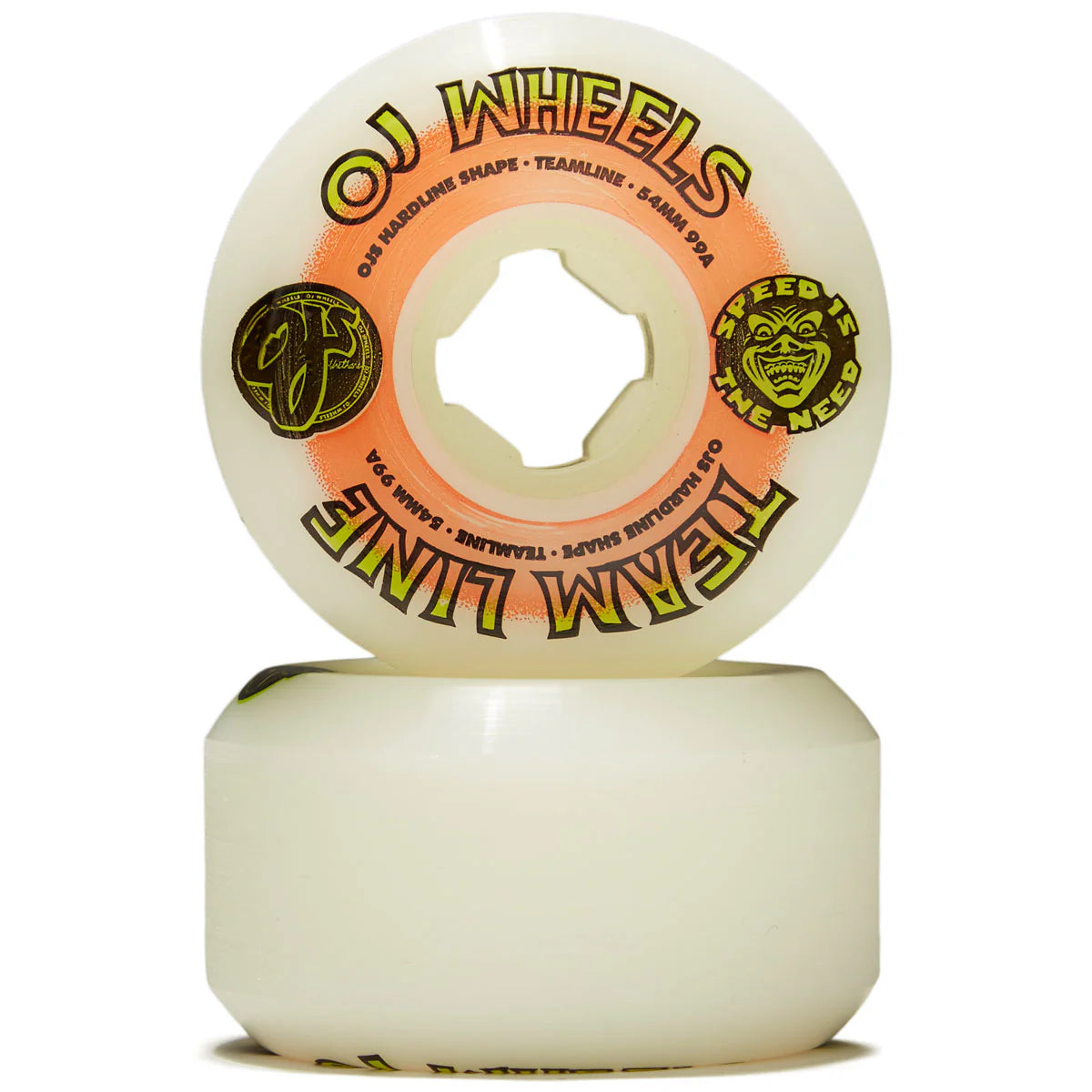 Llantas "54mm Team Line Original White Orange/Green Nomads 99a OJ Skateboard Wheels"