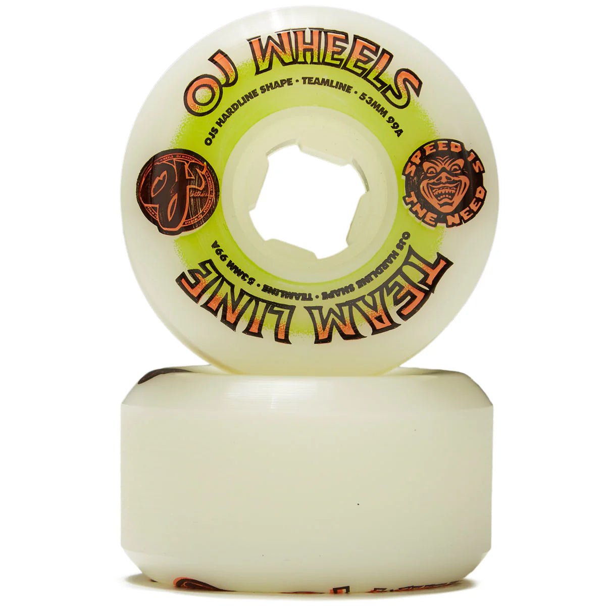 Llantas "53mm Team Line Original White Green/Orange Nomads 99a OJ Skateboard Wheels
