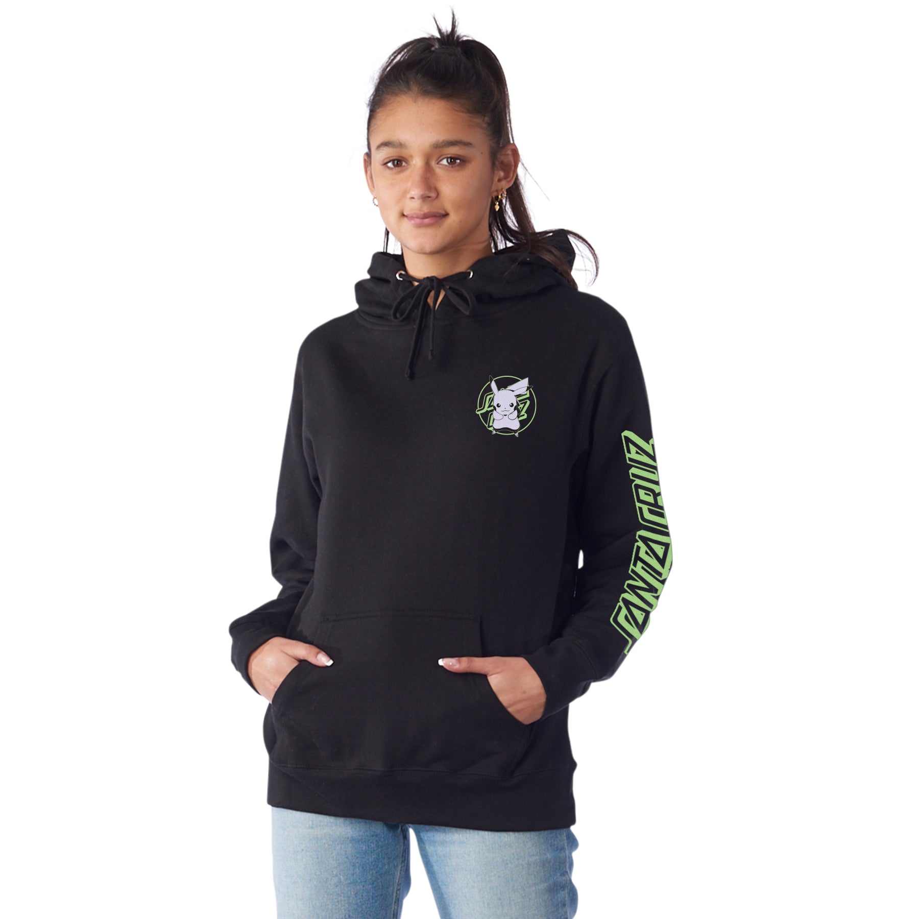 Sudadera "Pokémon Pikachu Dot P/O Hooded Regular Sweatshirt Black Womens Santa Cruz"
