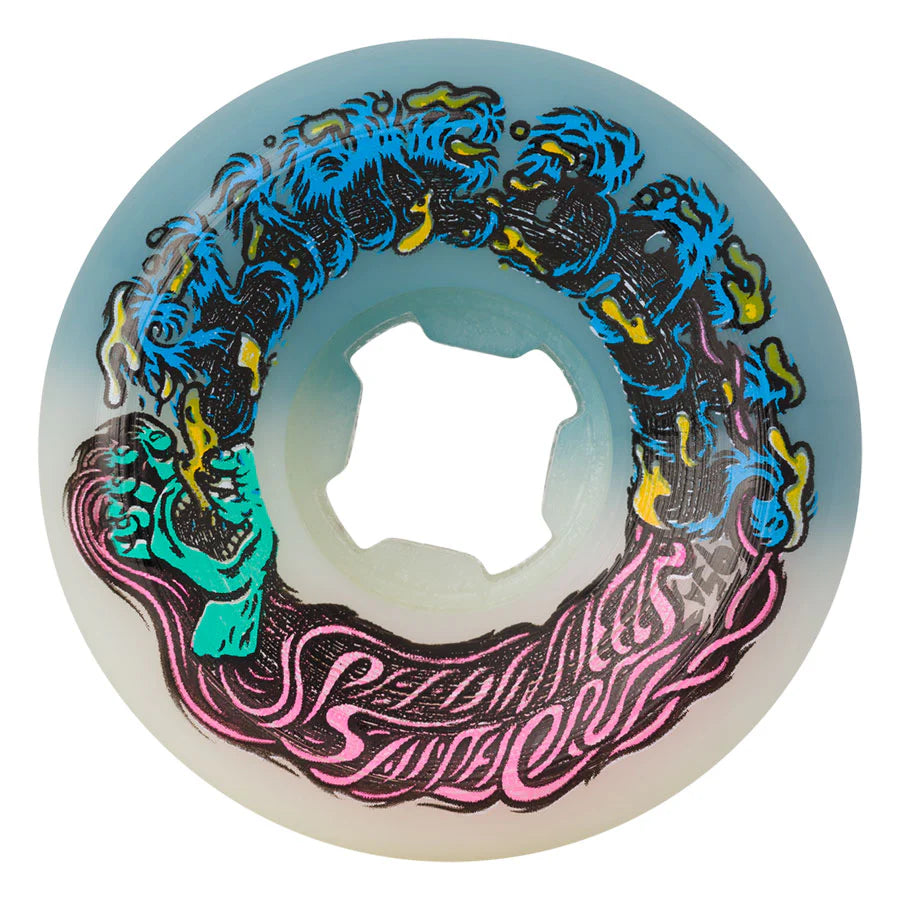 Llantas "54mm Hairballs 50-50 White Teal 95a Slime Balls Wheels"