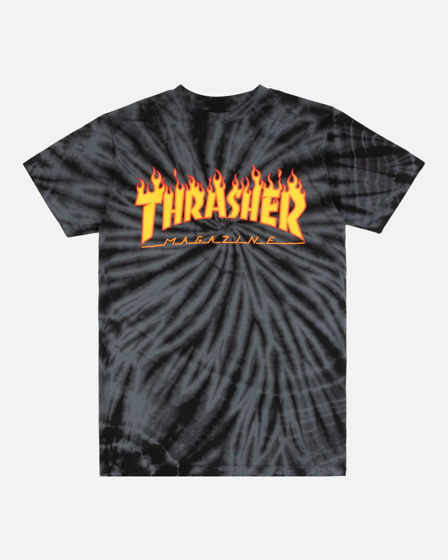 Playera "Flame Logo Tie Dye Black/Grey Girls T-Shirt"