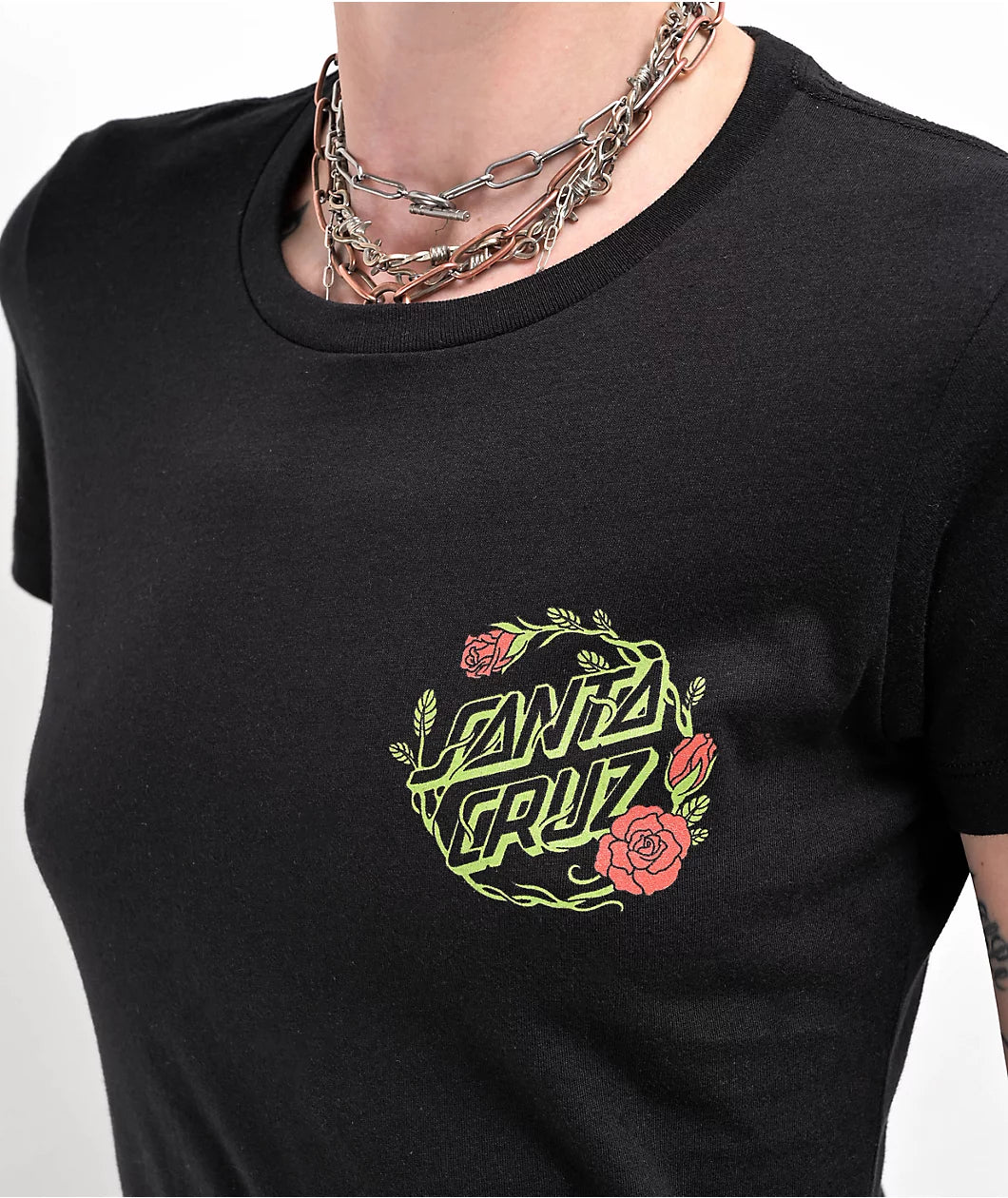 Playera "Pokémon Grass Type 1 S/S Fitted T-Shirt Black Womens Santa Cruz"