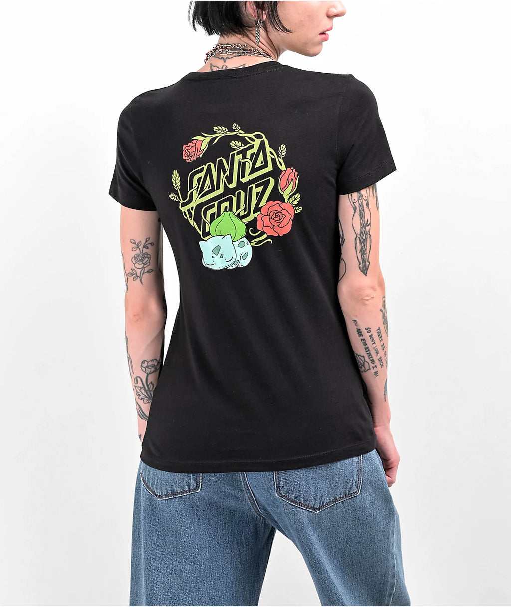 Playera "Pokémon Grass Type 1 S/S Fitted T-Shirt Black Womens Santa Cruz"