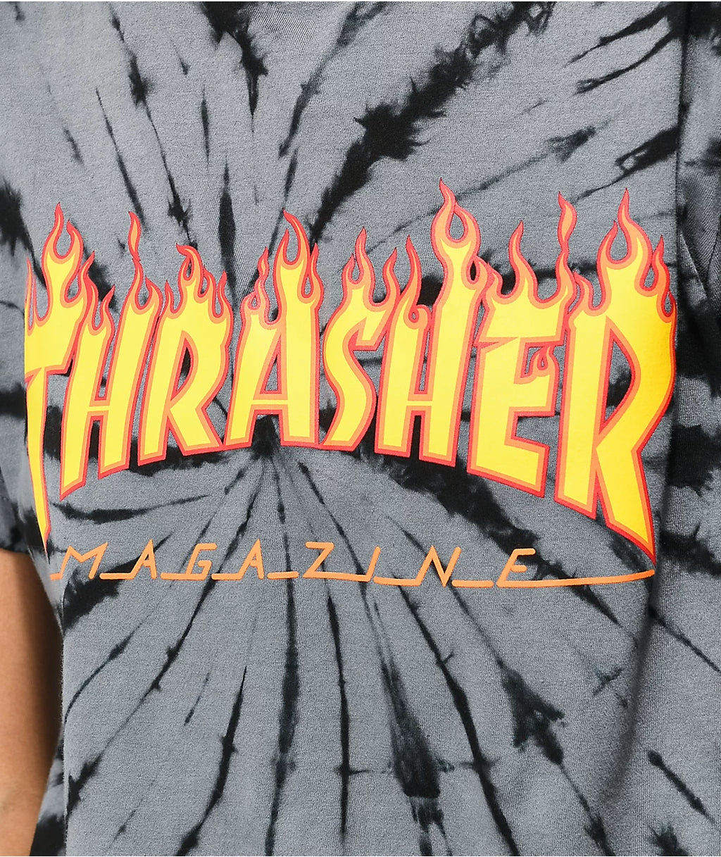 Playera "Flame Logo Tie Dye Black/Grey Girls T-Shirt"