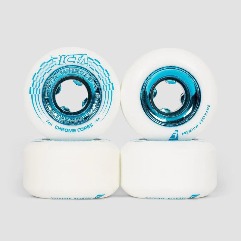 LLantas Ricta Wheels  "54mm Chrome Core White Teal 99a "