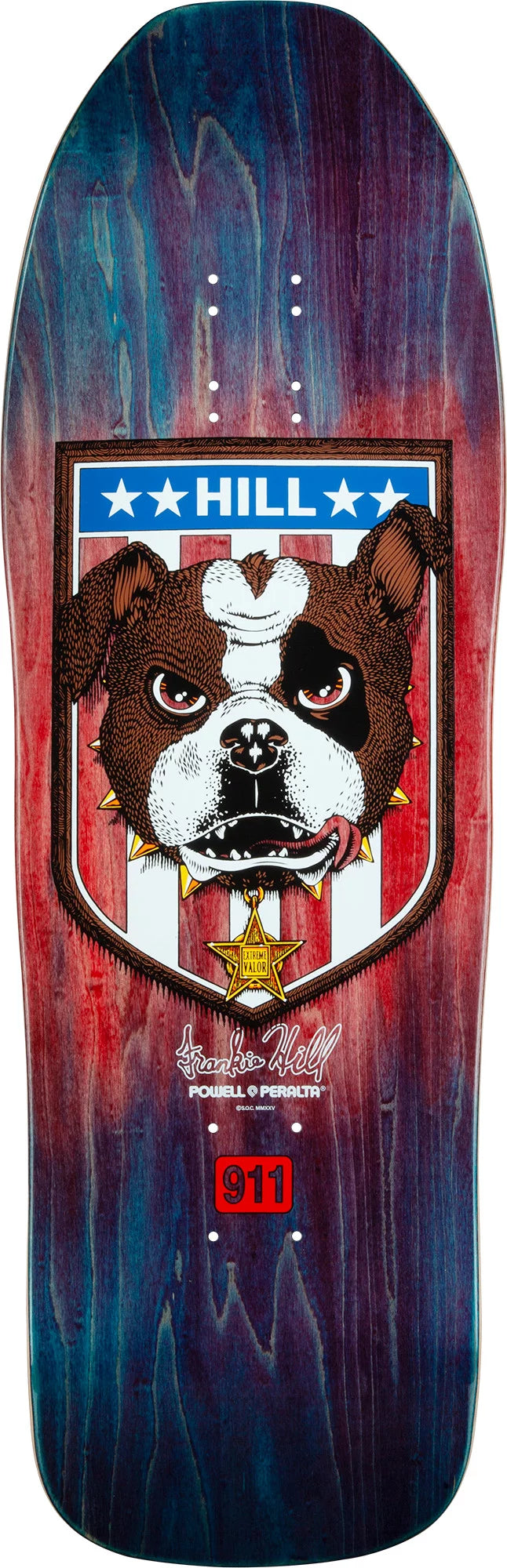 Tabla "Powell Peralta Frankie Hill Bulldog, color azul/rojo degradado, 10.0 167 k15"