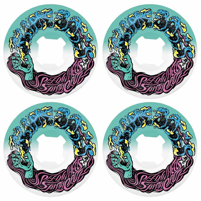 Llantas "54mm Hairballs 50-50 White Teal 95a Slime Balls Wheels"